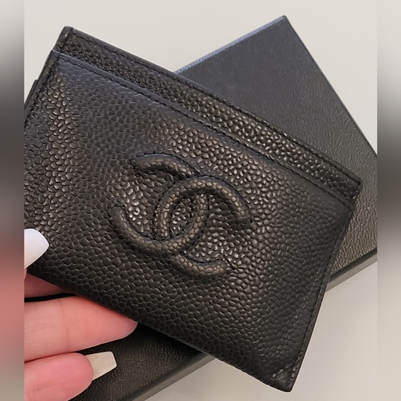 CHANEL Leather Caviar Blk Card Holder Unisex - Picture 12 of 14
